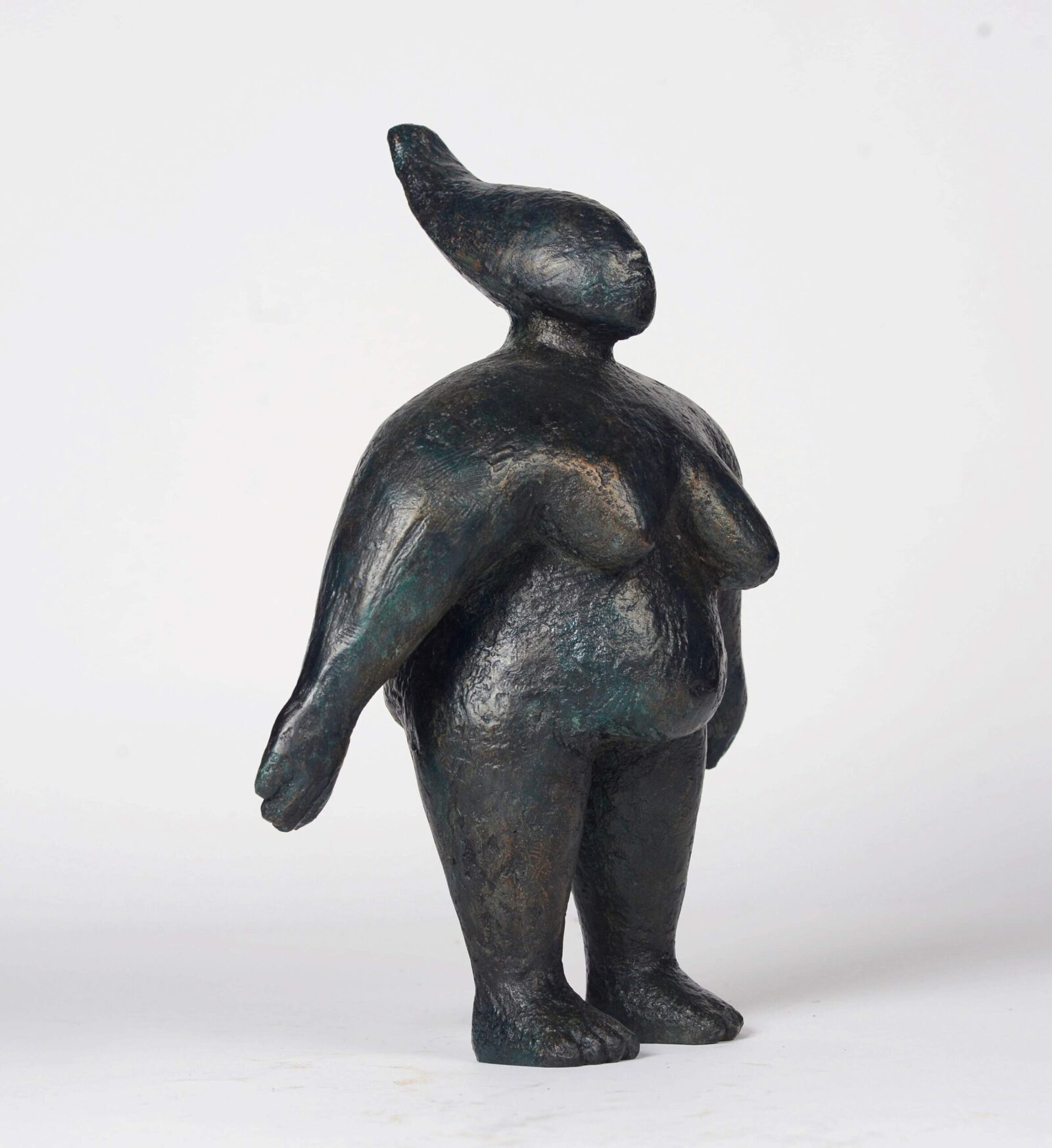 powerful contemporary bronze sculpture of a standing figure for the home