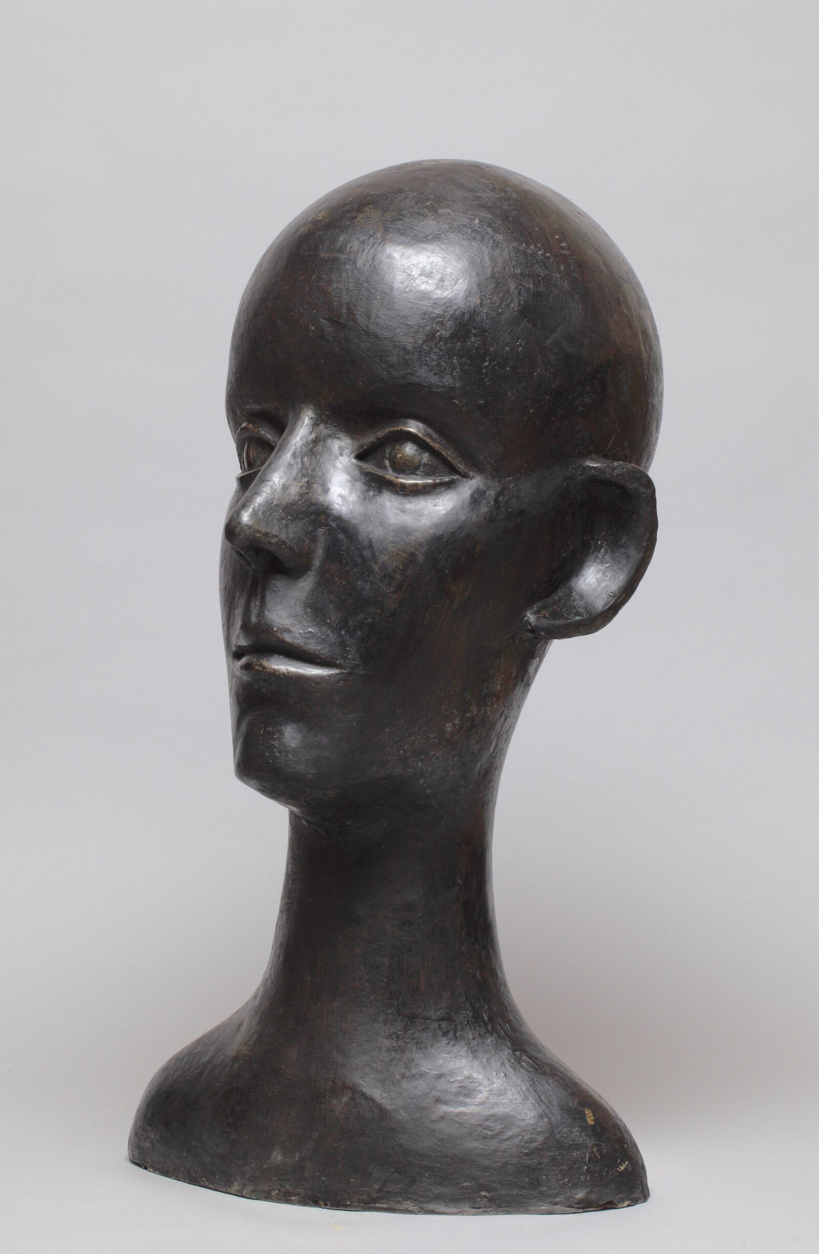 Contemporary abstract bronze sculpture of a head for art collectors