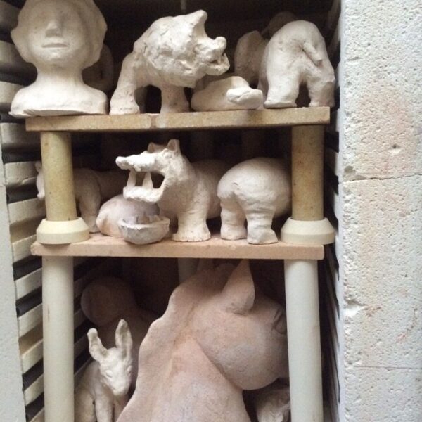Kiln filled with sculptures